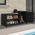 thumbnail image 1 of ModFusion Outdoor Rattan Storage Bench with Seat, Shoe Ottoman for Patio, Entryway or Garden, Black, 1 of 10