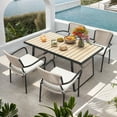 thumbnail image 1 of ModFusion Patio Outdoor/Indoor Dining Table 4-6 Persons Capacity, Rectangular Table with Faux Wood Tabletop, Black & Light Brown, 1 of 9
