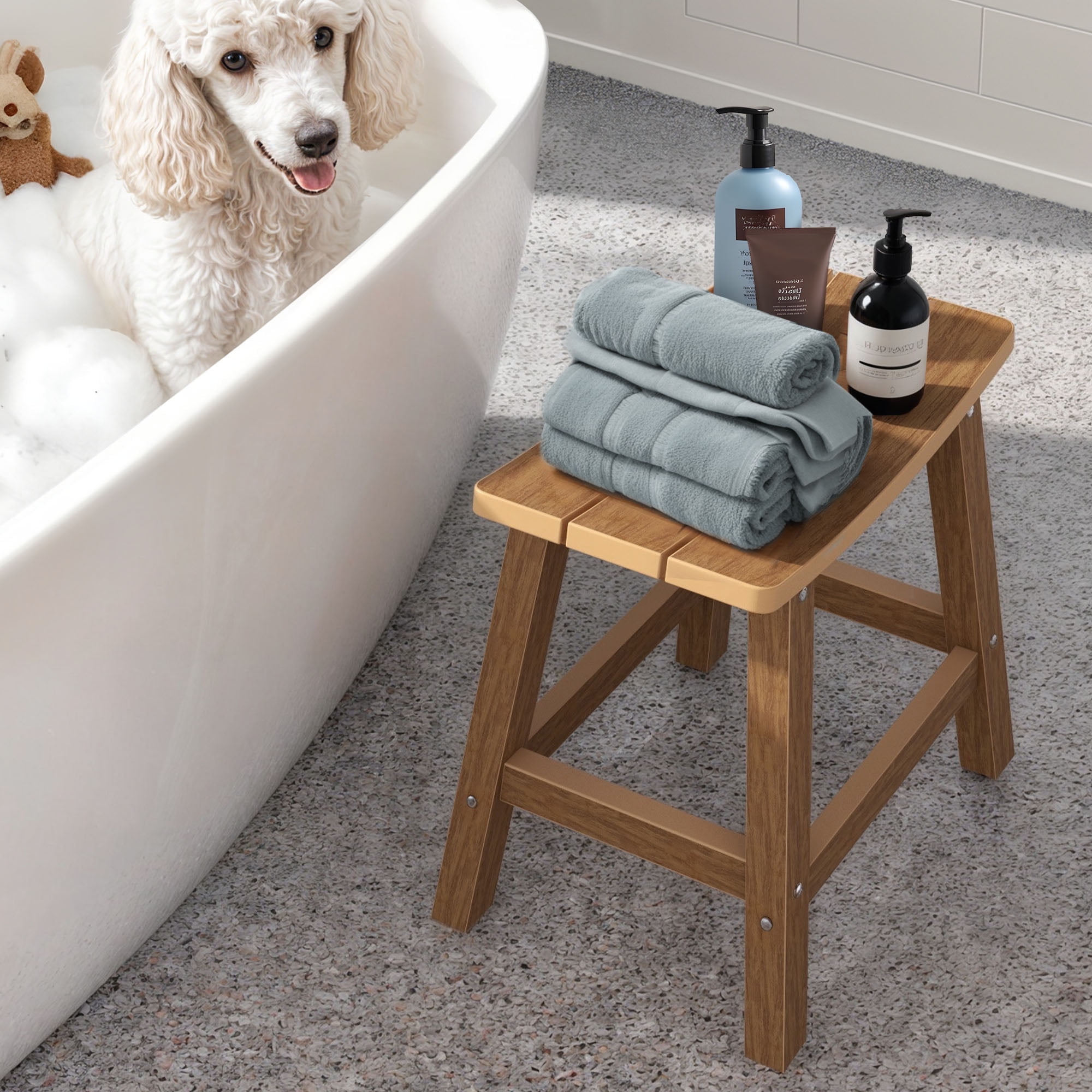 ModFusion Poly Lumber Shower Bench Stool with Adjustable, Waterproof