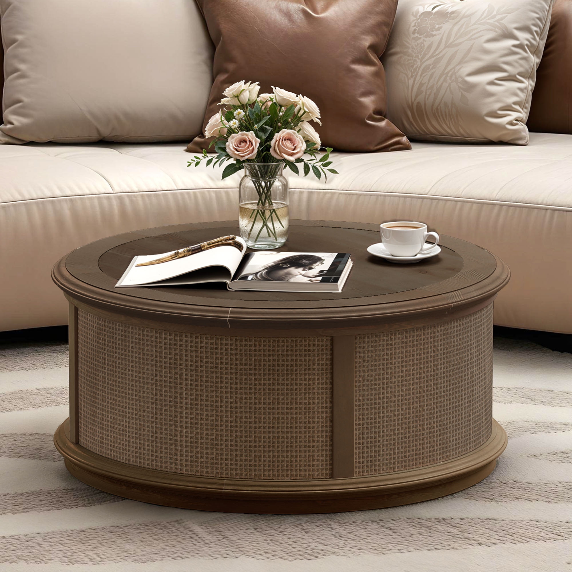 Elevate Your Space with Coffee Table Lift Top Rattan Design