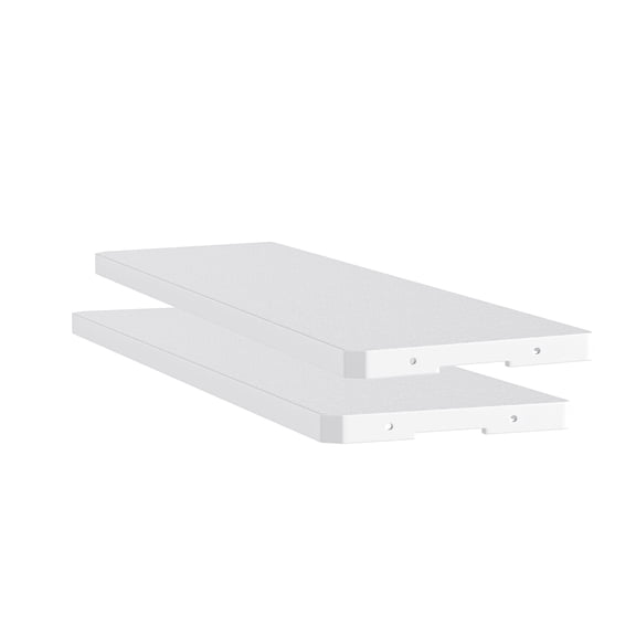 ModFusion Set of 2 Storage Shed Shelves with 8 Screws, Plastic Resin Shelving for Utility Tools, Garage Workshop Organizer, Yard Cabinet Rack Holder, Gray-White Color