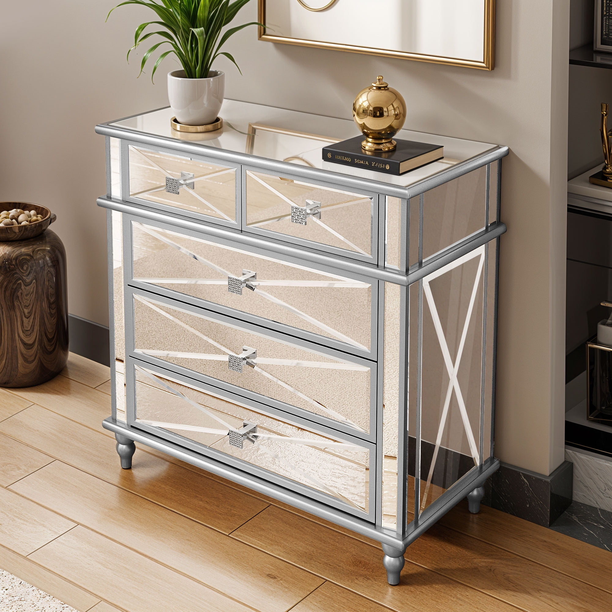 Ready assembled mirrored chest of drawers discount