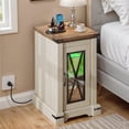thumbnail image 1 of ModFusion Simple Elegant Nightstand with Storage, LED Light, and Charging Station, Bedroom Desk, 1 of 7