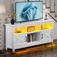 thumbnail image 1 of ModFusion 65" White TV Stand with LED Lights, Charging Station, Shelves, Drawers & Doors, 1 of 11