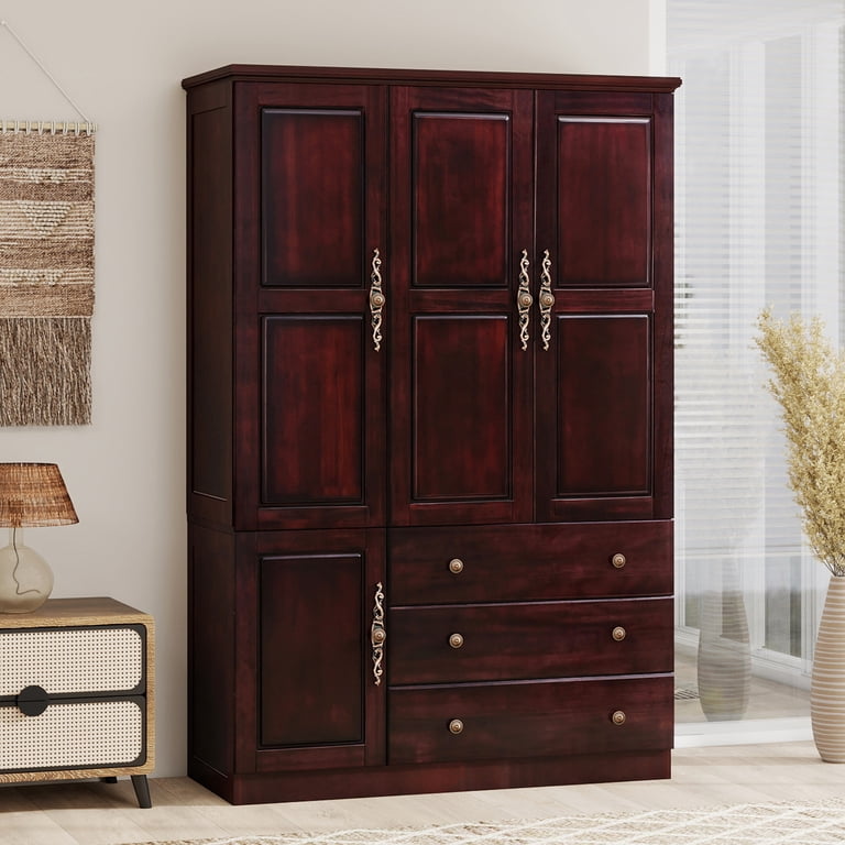Wooden Wardrobe / Clothes Cabinet – Used ModMakers 100% Solid Wood Armoire Wardrobe Closet with 3 Door