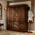 thumbnail image 1 of ModMakers 100% Solid Wood Armoire Wardrobe Closet - American Vintage Cherry Finish with 2 Rods, 5 Shelves & 2 Drawers | Spacious Bedroom Storage Cabinet (61.42"W x 70.87"H x 19.37"D), 1 of 9