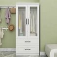thumbnail image 1 of ModMakers 2-Door Wooden Armoire Wardrobe, 31.5" Modern Storage Cabinet with Acrylic Doors in White, 1 of 11