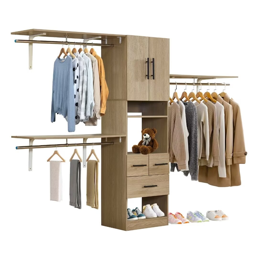 ModMakers 8FT Wooden Closet System, Wardrobe Closet Organizer For Walk