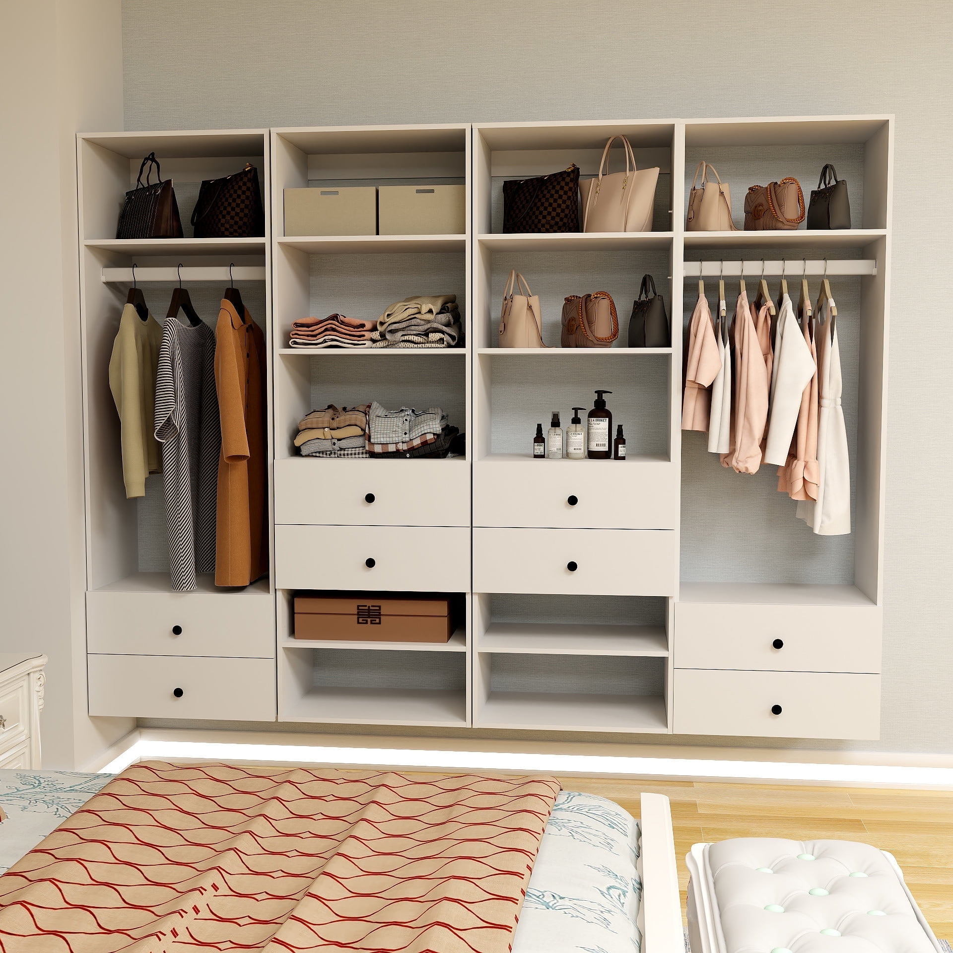 ModMakers Modular Closet System With Drawers, Wood Closet Organizer and ...