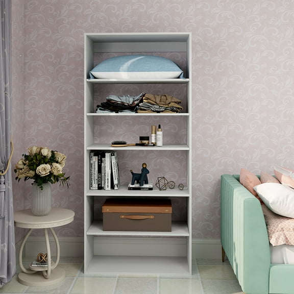 ModMakers Sturdy Divided Closet Shelf Organizer, White