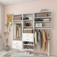 thumbnail image 1 of ModMakers White Modular Closet System, Wood Closet Organizer and Storage System Wardrobe w/ 9 Shelves & 4 Drawers, 78.74" W, 1 of 8