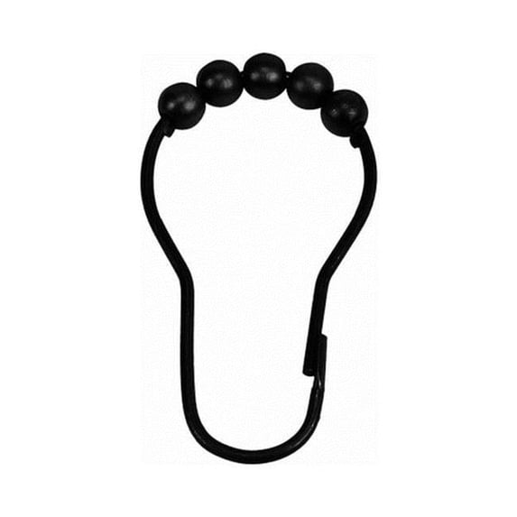 Moda At Home Enterprises 130201 Shower Curtain Hooks, Black - Pack of 12