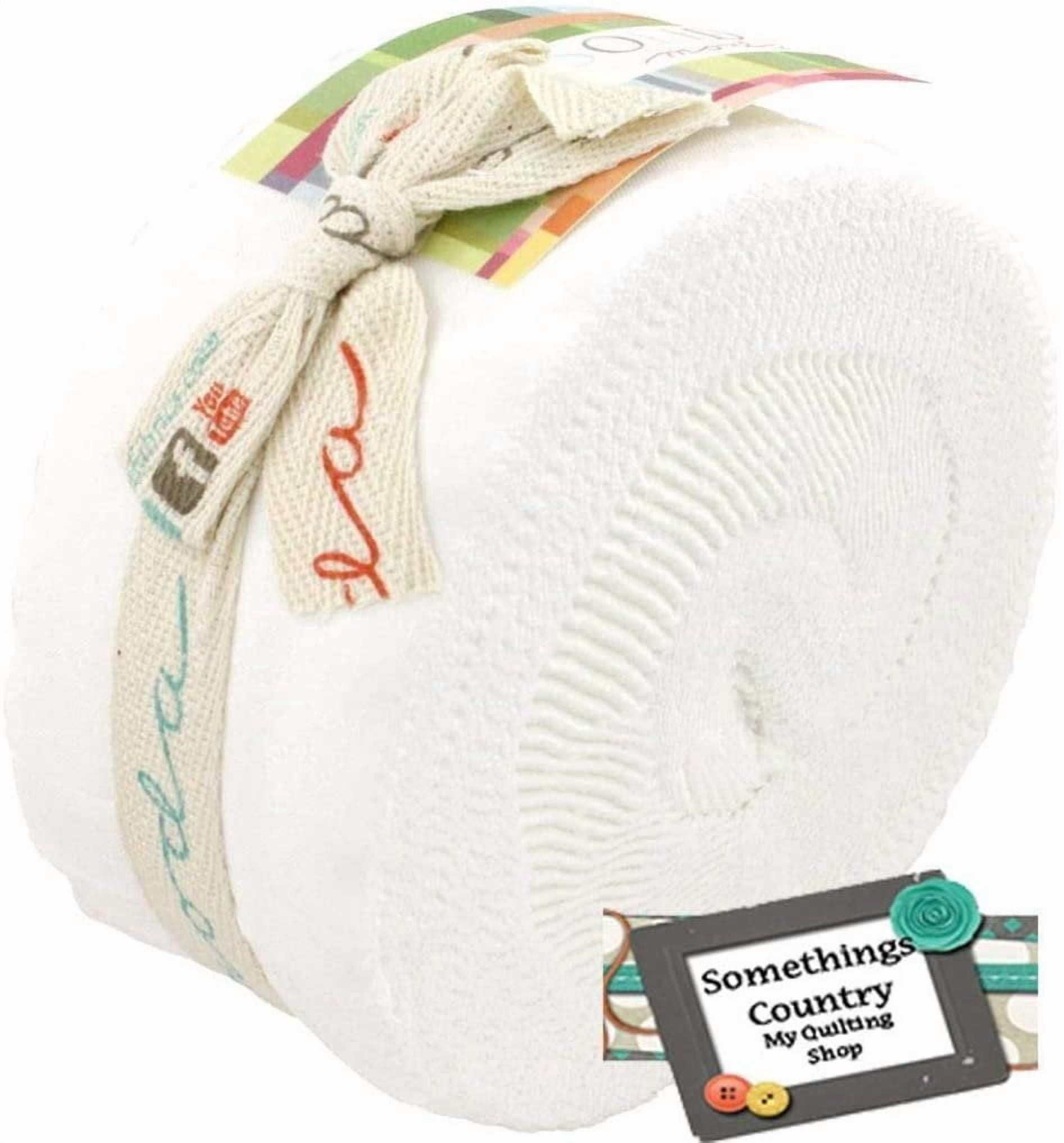 Moda Bella Solids White Bleached 9900-98 Jelly Roll, 40 2.5x44-inch Cotton Firic Strips