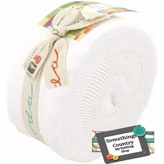 Moda Bella Solids White Bleached 9900-98 Jelly Roll, 40 2.5x44-inch Cotton Firic Strips