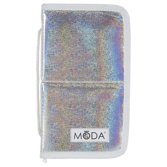 Moda Brush Holo Zip Flip Makeup Brush Case