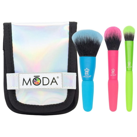 Moda Brush Minis Totally Electric 4pc Travel Size Face Makeup Brush Set