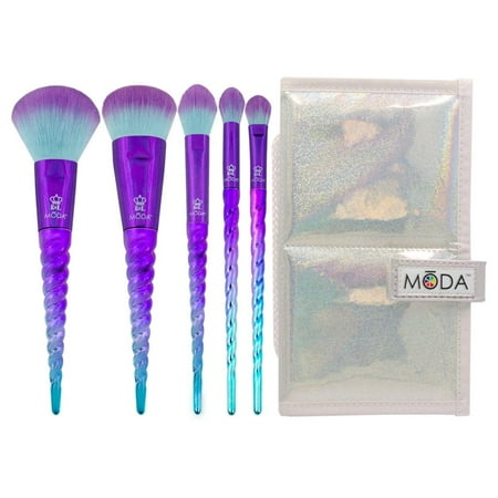 Moda Brush Mythical Celestial Blue Travel Sized Full Face 6pc Makeup Brush Flip Kit