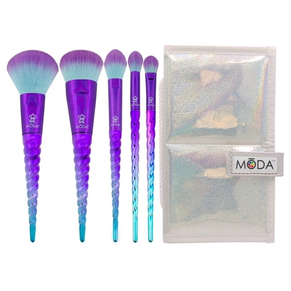 Moda Brush Mythical Celestial Blue Travel Sized Full Face 6pc Makeup Brush Flip Kit