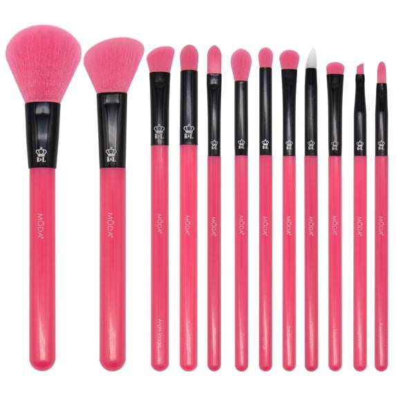 Moda Brush Neon Pink 12pc Makeup Brush Kit