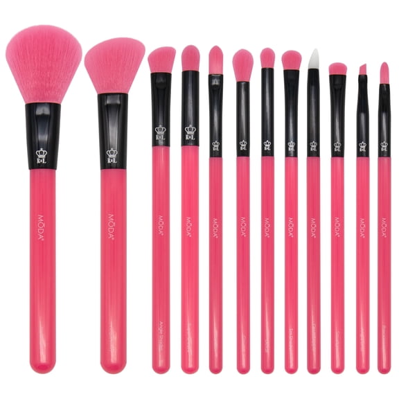 Moda Brush Neon Pink 12pc Makeup Brush Kit