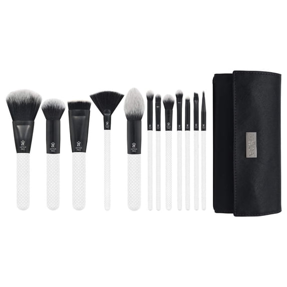 Moda Brush Pro Full Face 13pc White Makeup Brush Set with Wrap