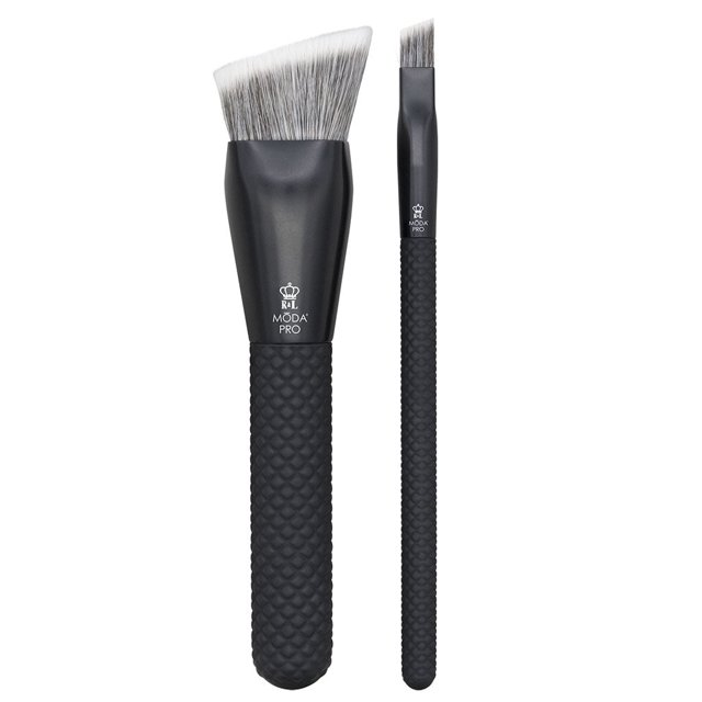 Moda Brush Pro Wedge Duo 2pc Makeup Brush Set, Includes Complexion