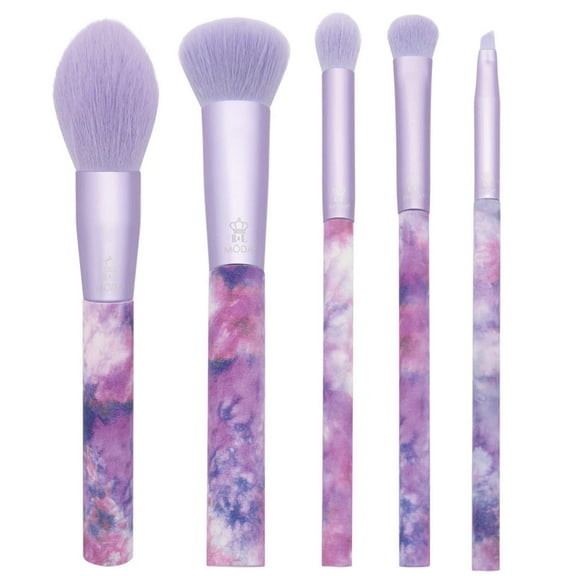 Moda Brush Tie Dye Peaceful Purple 5pc Makeup Brush Set, Includes Blush, Complexion, and Crease Makeup Brushes