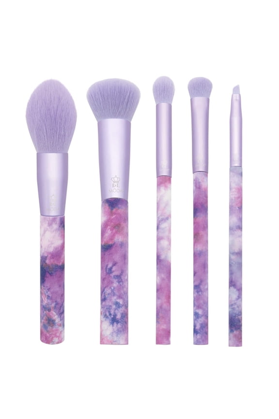 Brush Tie Dye Peaceful Purple 5pc Makeup Brush Set, Includes Blush, Complexion, and Crease Makeup Brushes