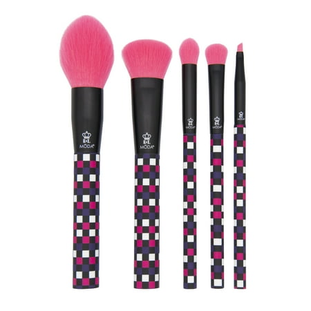 Moda Brush Check Me Out, Purple & Pink 5pc Makeup Brush Kit