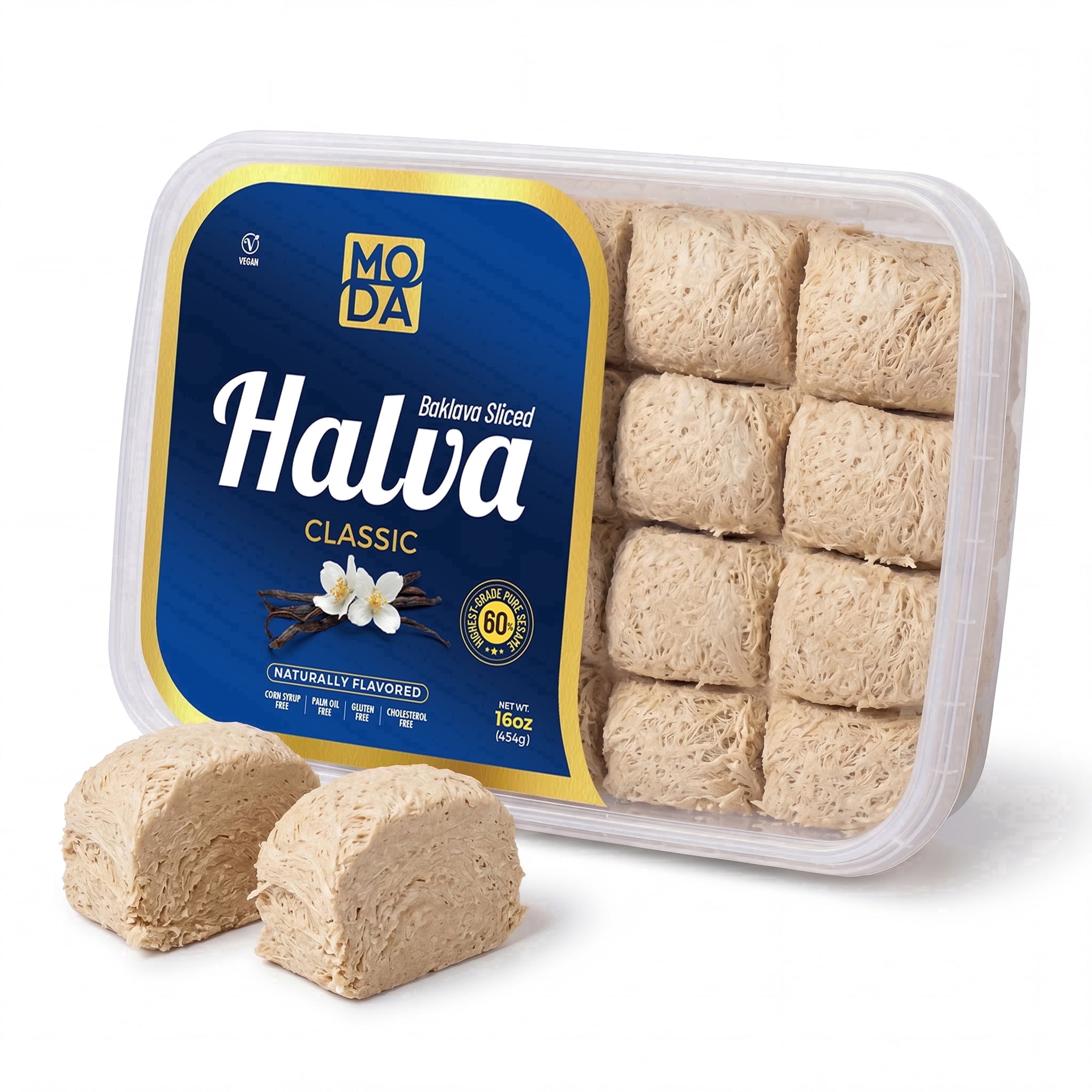 Moda Foods Halva – 16oz (454g) Sliced Sesame Tahini Halva ...