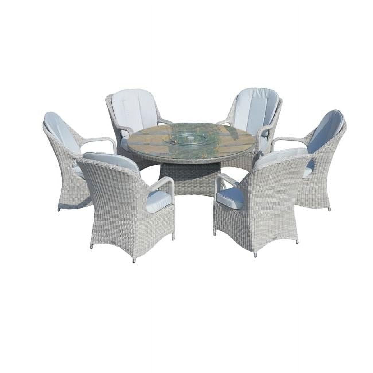 Moda Furnishings 7-Piece Patio 6-Seat Wicker Round Dining Set for Garden