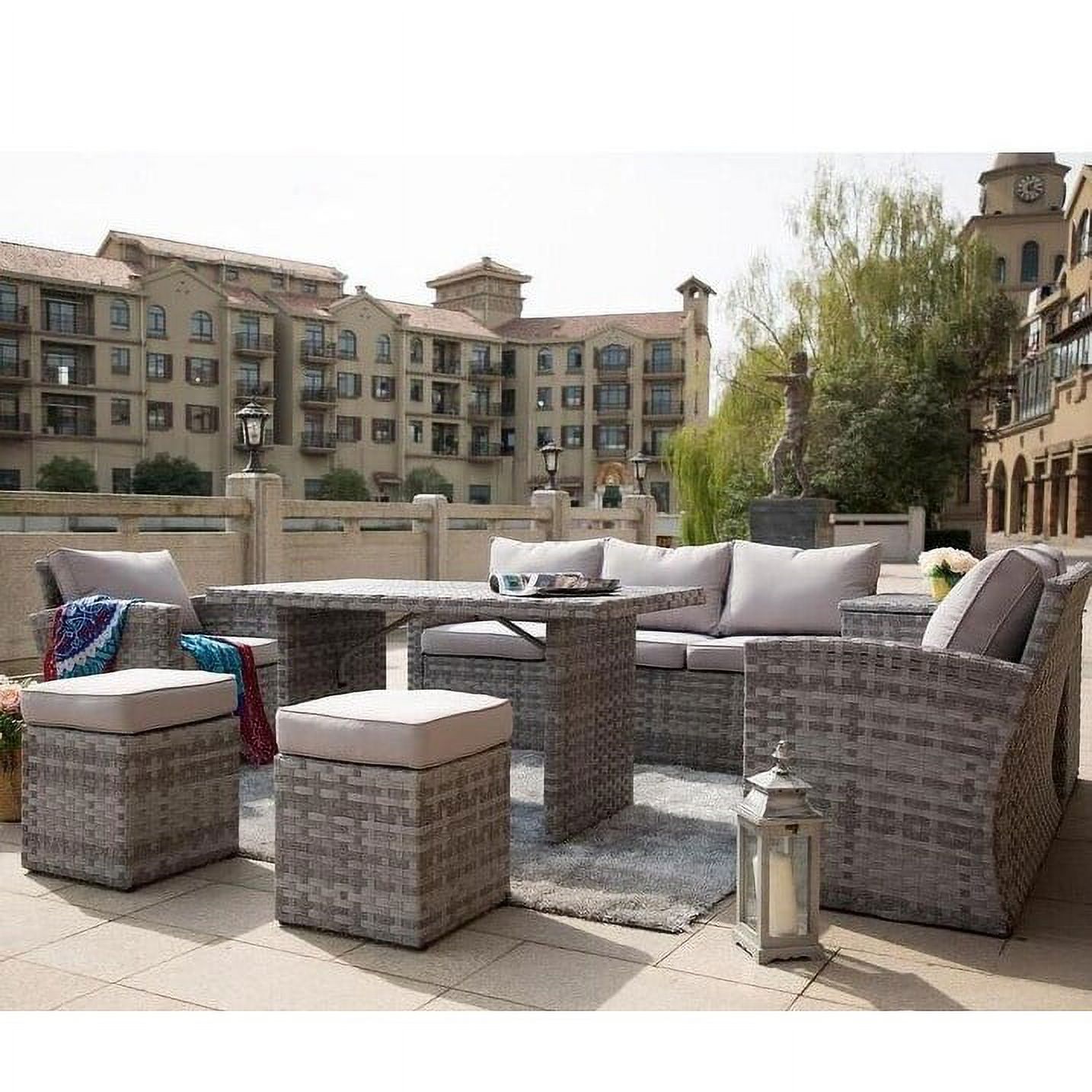 Moda Furnishings 7Piece Wicker Patio Sectional Sofa Set Outdoor