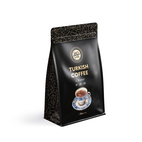 Moda Gourmet Authentic Turkish Coffee – Extra Fine Ground Single Origin Arabica, Fresh Roasted Traditional Ottoman Coffee, Rich Bold & Foamy Brew, 12oz (340g) (Pack of 1)