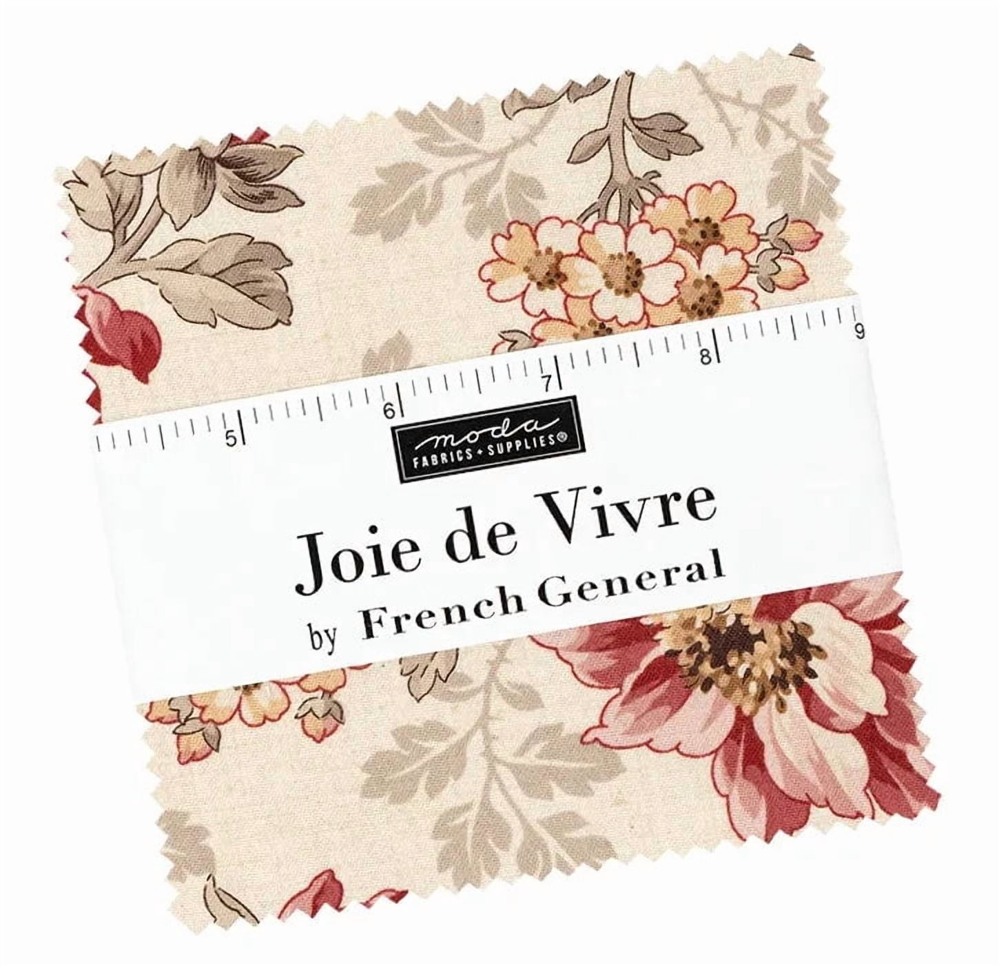 Charm Pack Moda "Joie De Vivre" Par French General - 42 Carrés Pré-découpés En Coton 5 Pouces