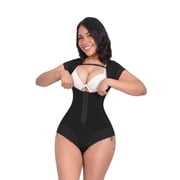 Moda King Peru Body Premium Short Sleeve Womens Waist Shaper, Black