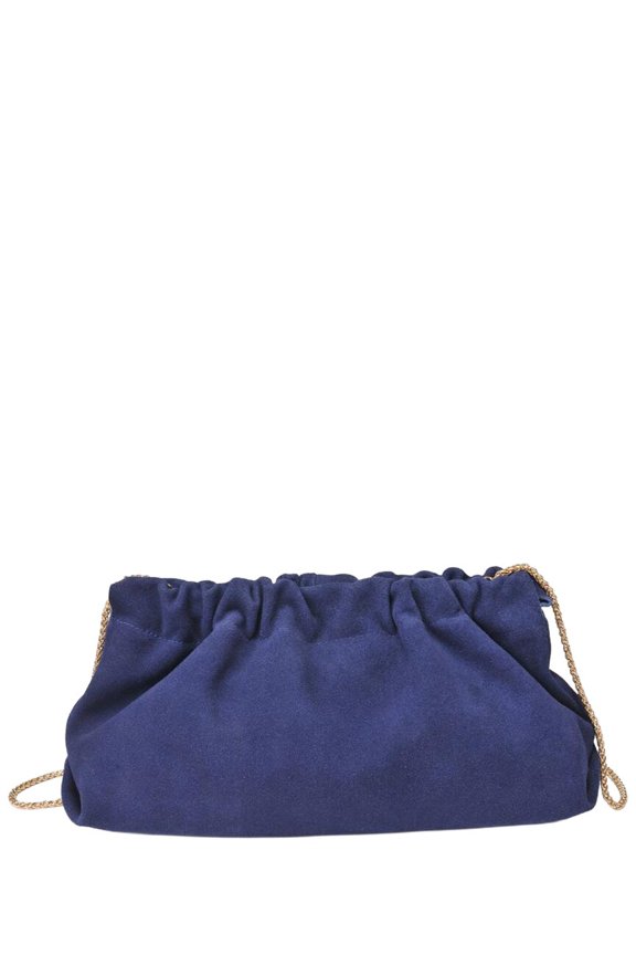 Penelope Leather Clutch, Navy