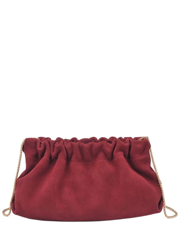Penelope Leather Clutch, Red