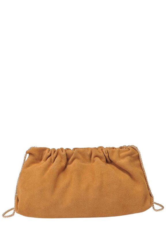 Penelope Leather Clutch, Tan
