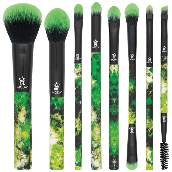 Moda Brush Neon Green Tie Dye 8pc Makeup Brush Kit