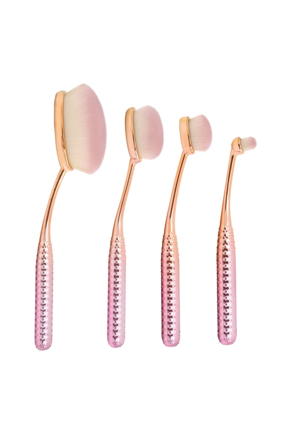Brush Metallic Ros Face Perfecting 4pc Makeup Brush Kit