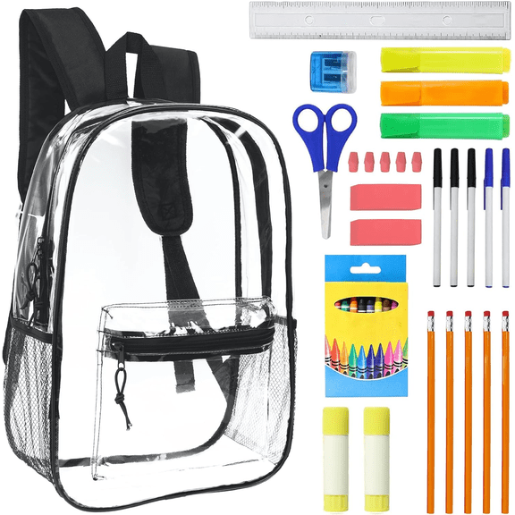 Moda West 17 Inch Bulk Backpacks with School Supply Kit - Case of 12 Wholesale Backpacks Assorted Colors
