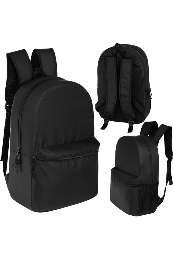 24 Pack - Wholesale 19 Inch Backpacks for Students & Adults - Bulk Case of Bookbags - 24 Black