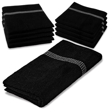 Moda West 8-Pack Premium Value Bath Towels – 80% Cotton, 20% Polyester, 27"x50", Black