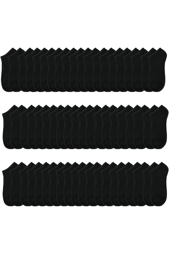 Low Cut Socks, 30 Pairs, No Show Footie Socks Size 9-11 in Black