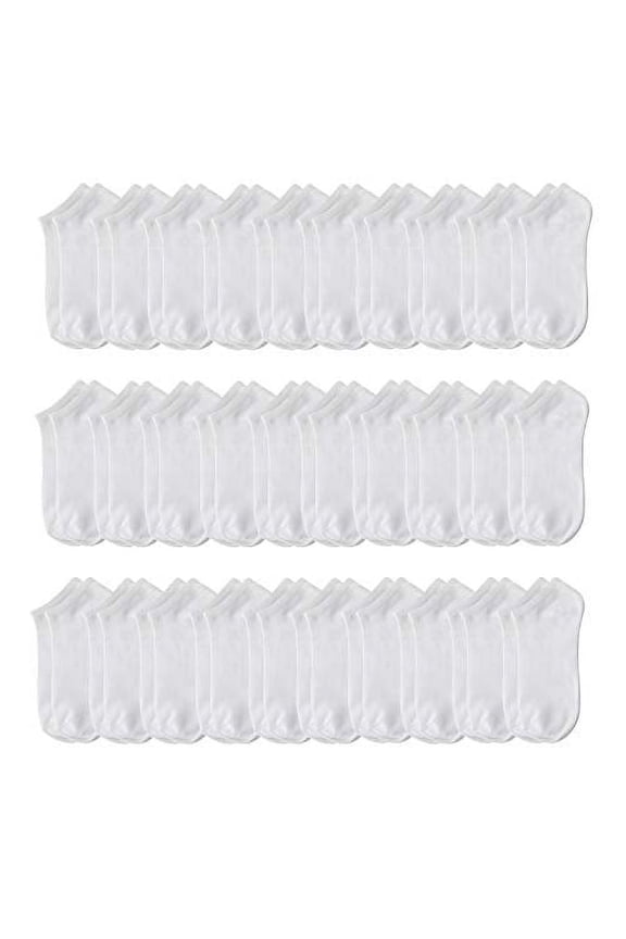 Low Cut Socks, 30 Pairs, No Show Footie Socks Size 9-11 in White