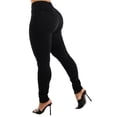 thumbnail image 1 of Moda Xpress Women's Junior Butt Lifting Mid Rise Stretchy Black Skinny Jeans 10524A, 1 of 6