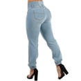 thumbnail image 1 of Moda Xpress Women's Juniors Butt Lift 3 Button Spandex Waist Jogger Jeans Light Wash 10160X, 1 of 9