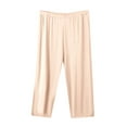 thumbnail image 1 of Capris Soft Cotton Pajama Pants Women Plus Size Elastic Waist Crop Sleep Pjs Bottom Home Loungewear (3X-Large, Beige), 1 of 7