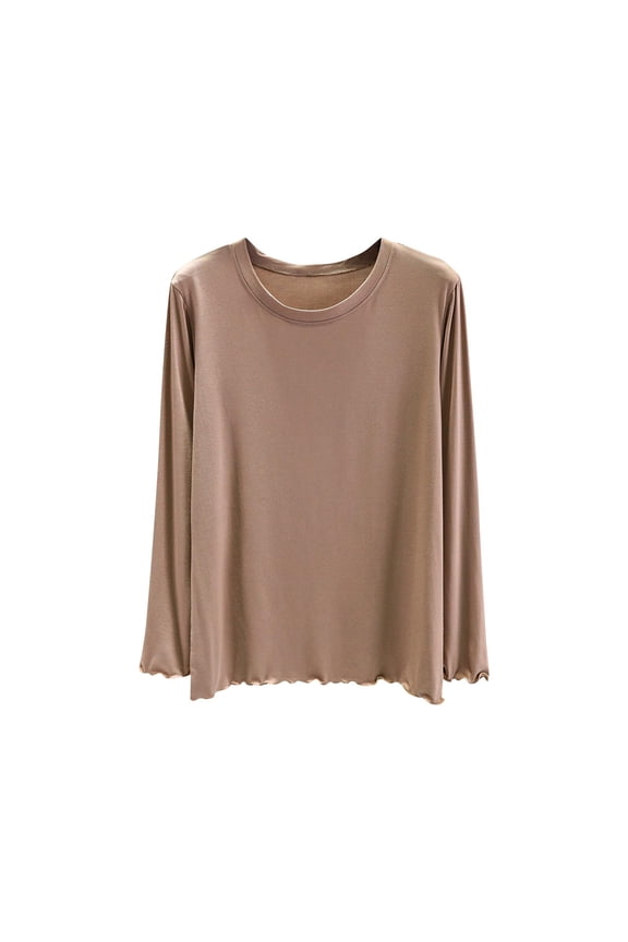 Modal Long Sleeve Round Neck Top for Women 2025 Trendy Lightweight Soft Fabric All-Season Wear Versatile Comfortable Daily Base Layer