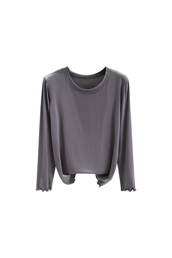 Modal Long Sleeve Round Neck Top for Women 2025 Trendy Lightweight Soft Fabric All-Season Wear Versatile Comfortable Daily Base Layer